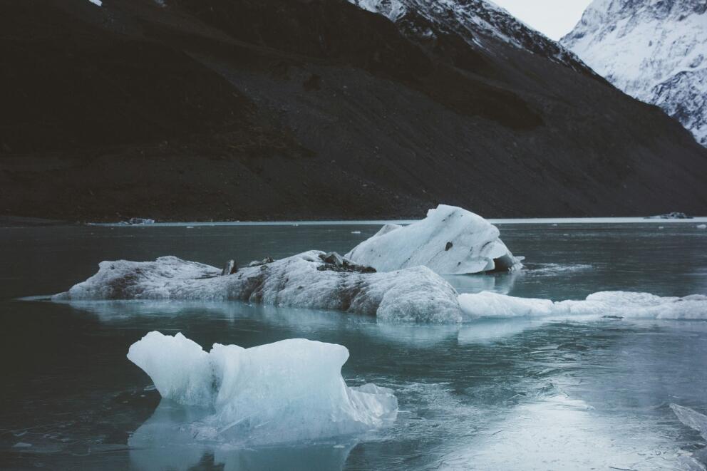 Ice on Hooker Valley Glacial Lake