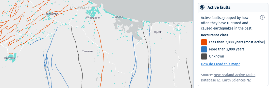 Map of active faults from Natural Hazards Portal