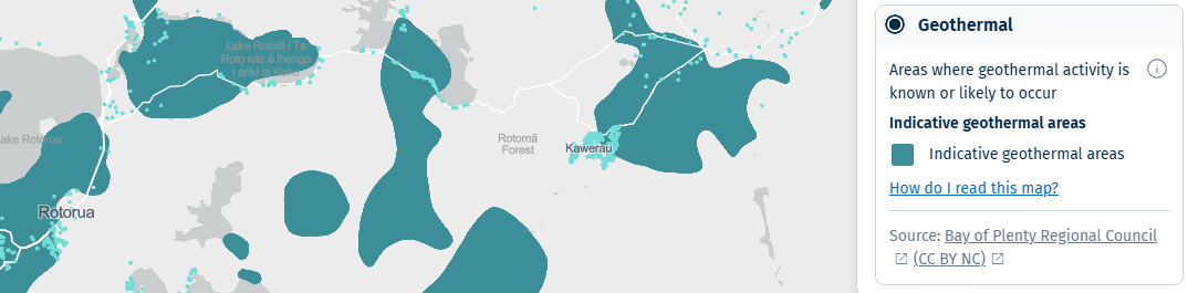 Map of geothermal activity from Natural Hazards Portal