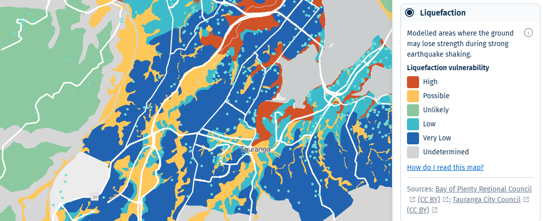 Map of liquefaction from Natural Hazards Portal