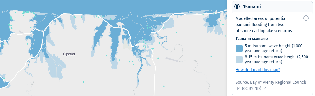 Map of tsunami from Natural Hazards Portal