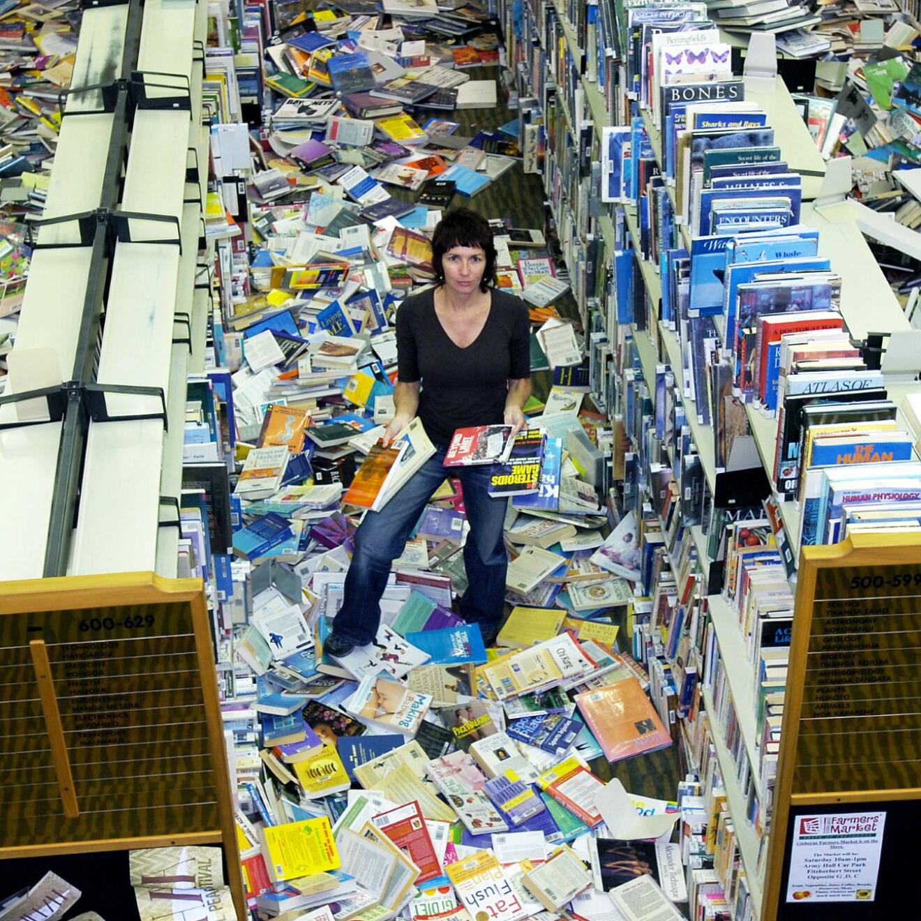 HB Williams Memorial Library staff face clean-up after 2007 Gisborne earthquake